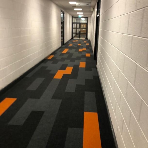 black and orange carpet