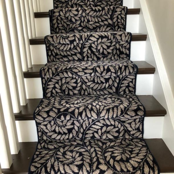 black and white stairs carpet